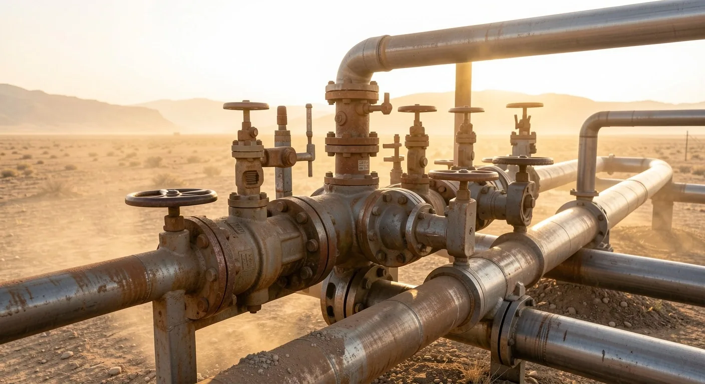 Plataforma de perforación en yacimiento petrolero argentino al atardecer