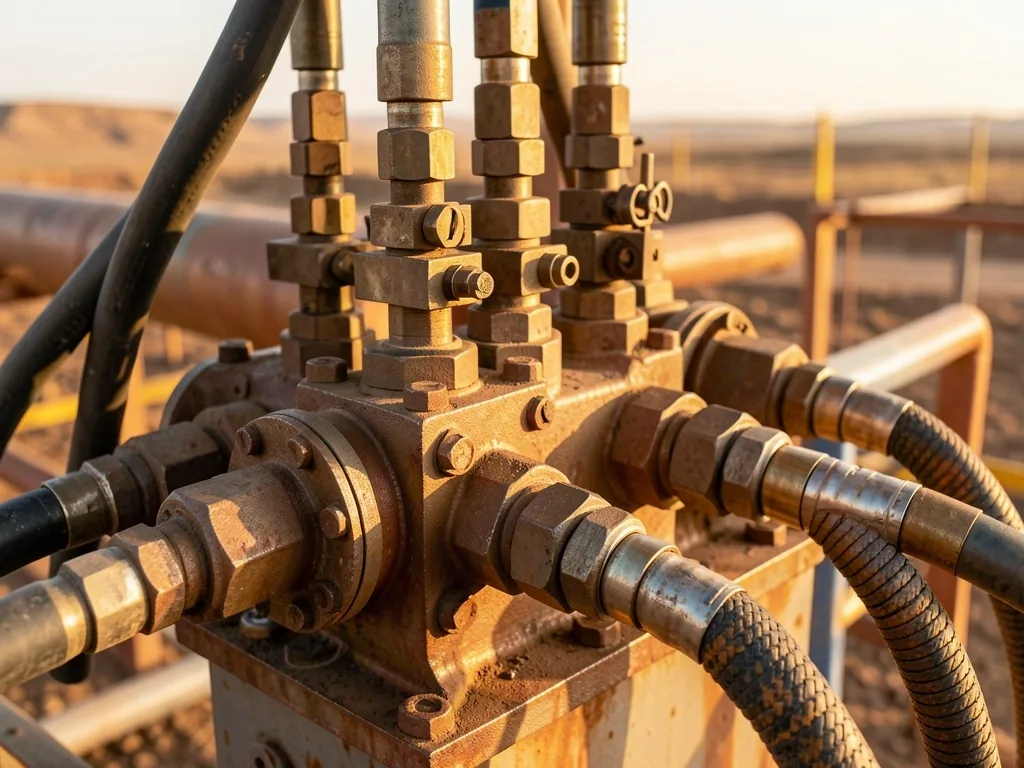 Detalle de infraestructura de perforación petrolera