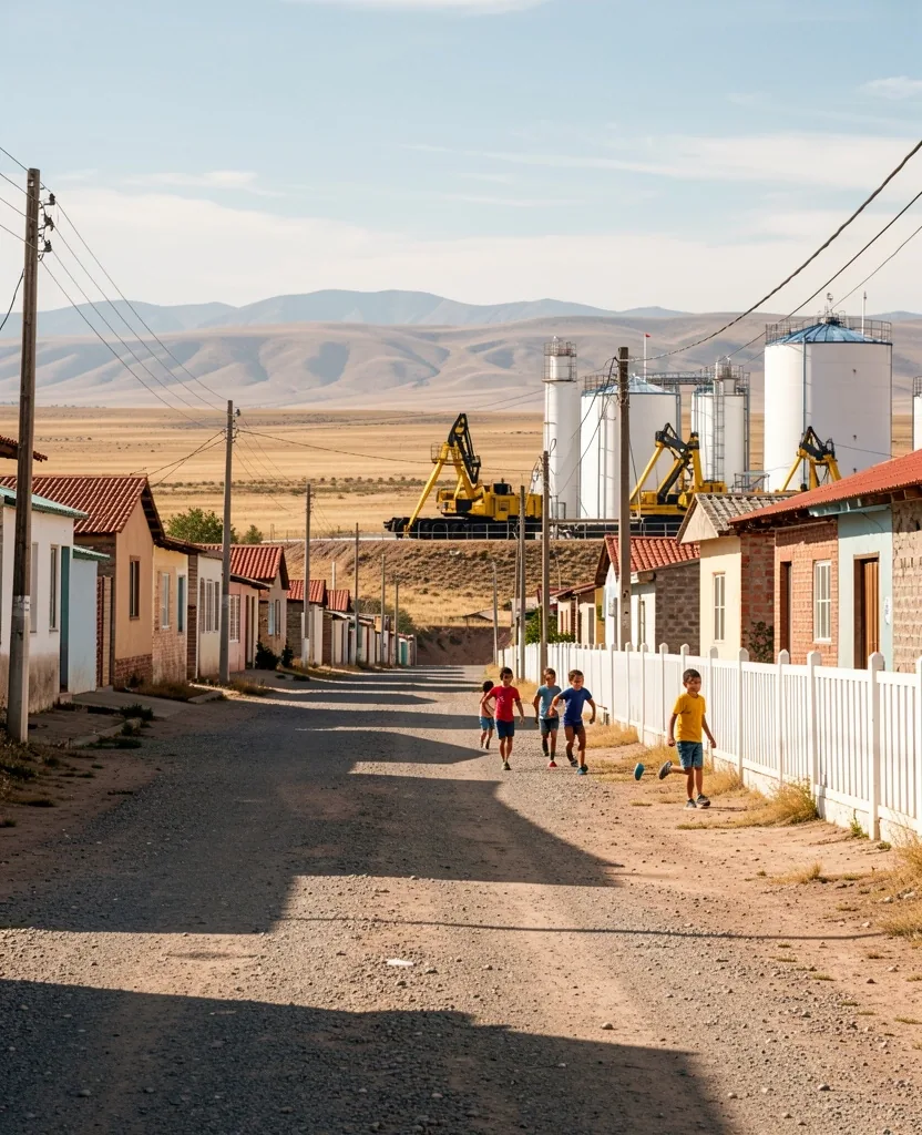 Comunidad patagónica junto a instalaciones petroleras